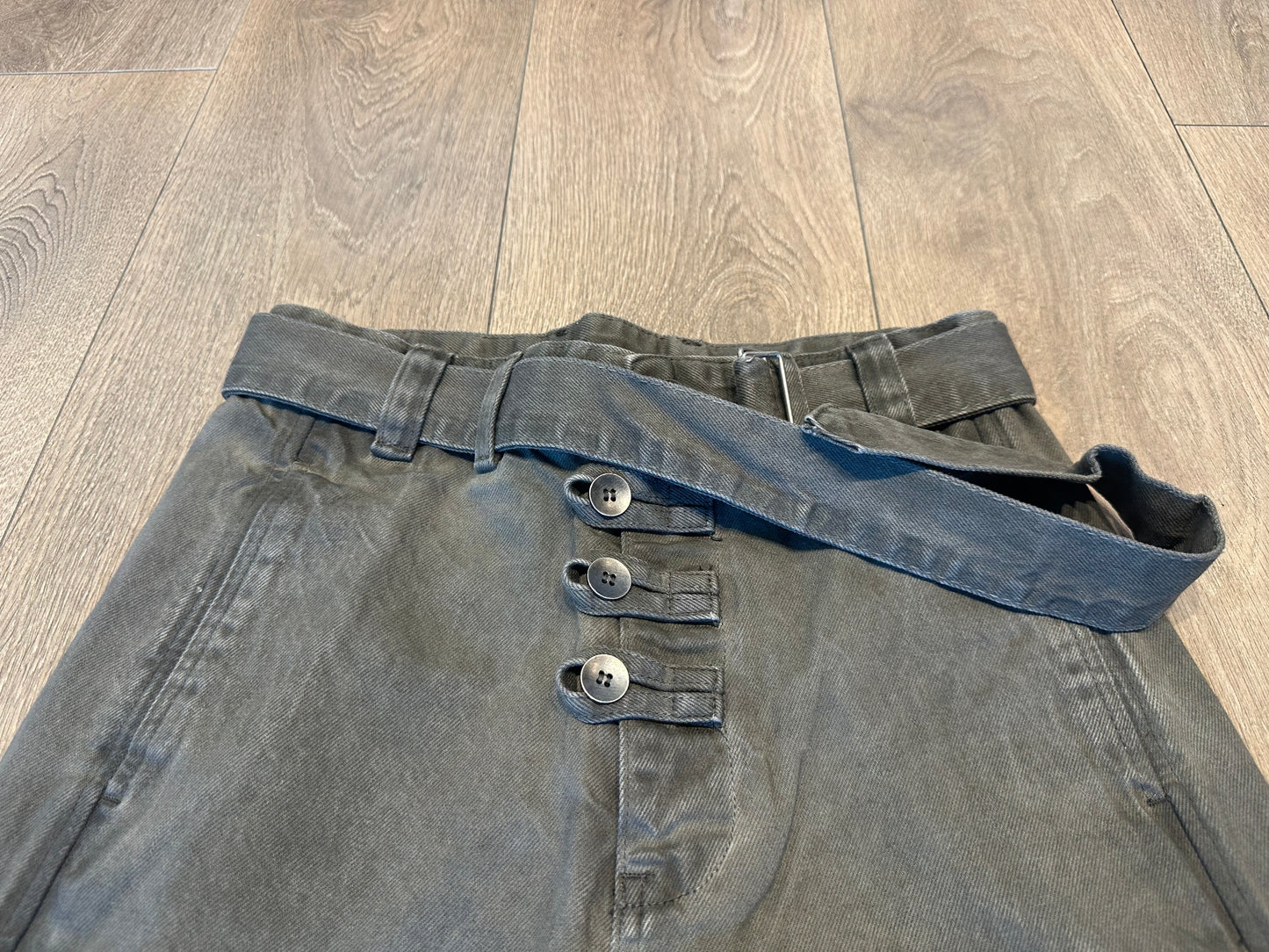 Vintage Buttoned High Waist Pants Olive washed denim - Private property 