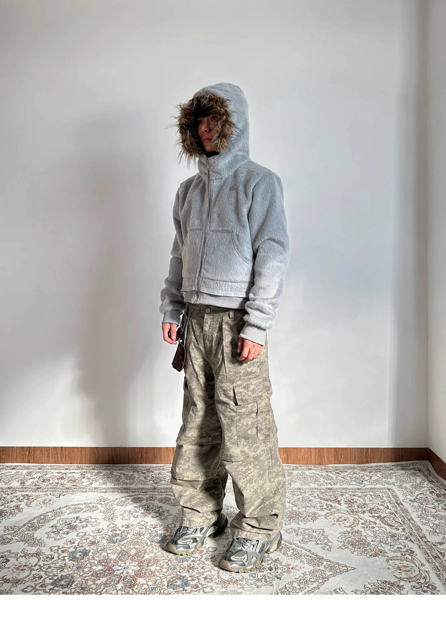 Cozy Sherpa-Lined Fur Hood Jacket - Private property 