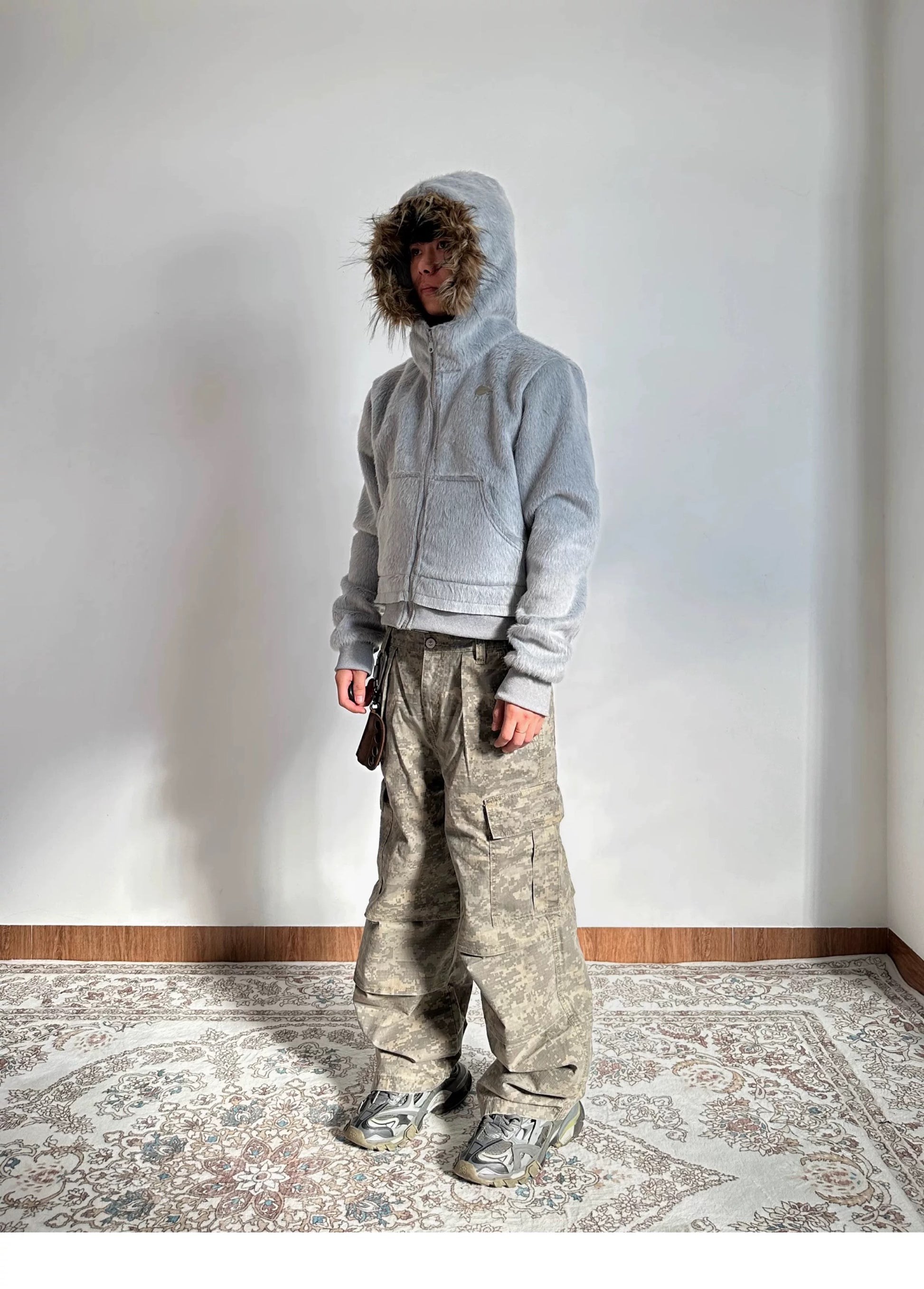 Cozy Sherpa-Lined Fur Hood Jacket - Private property 