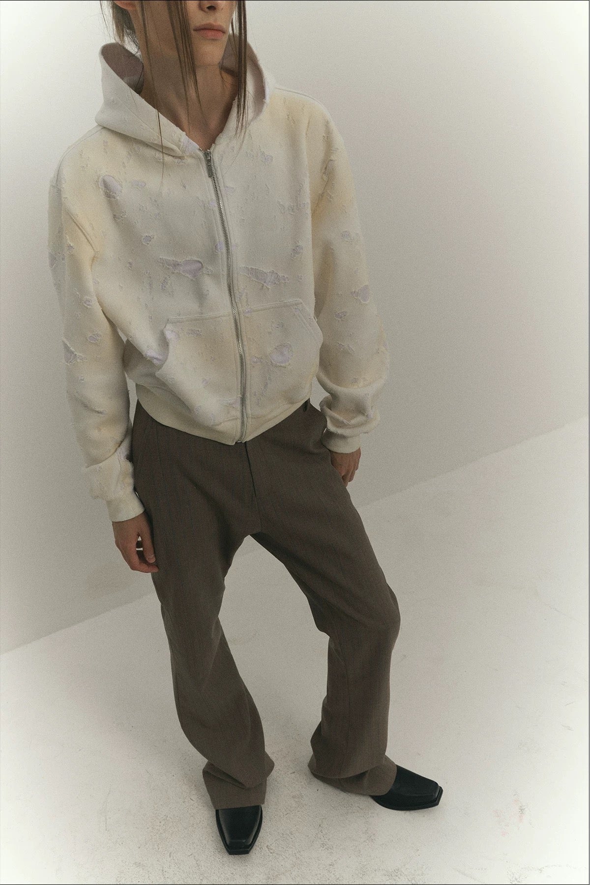 Archive-Style Distressed Hoodie