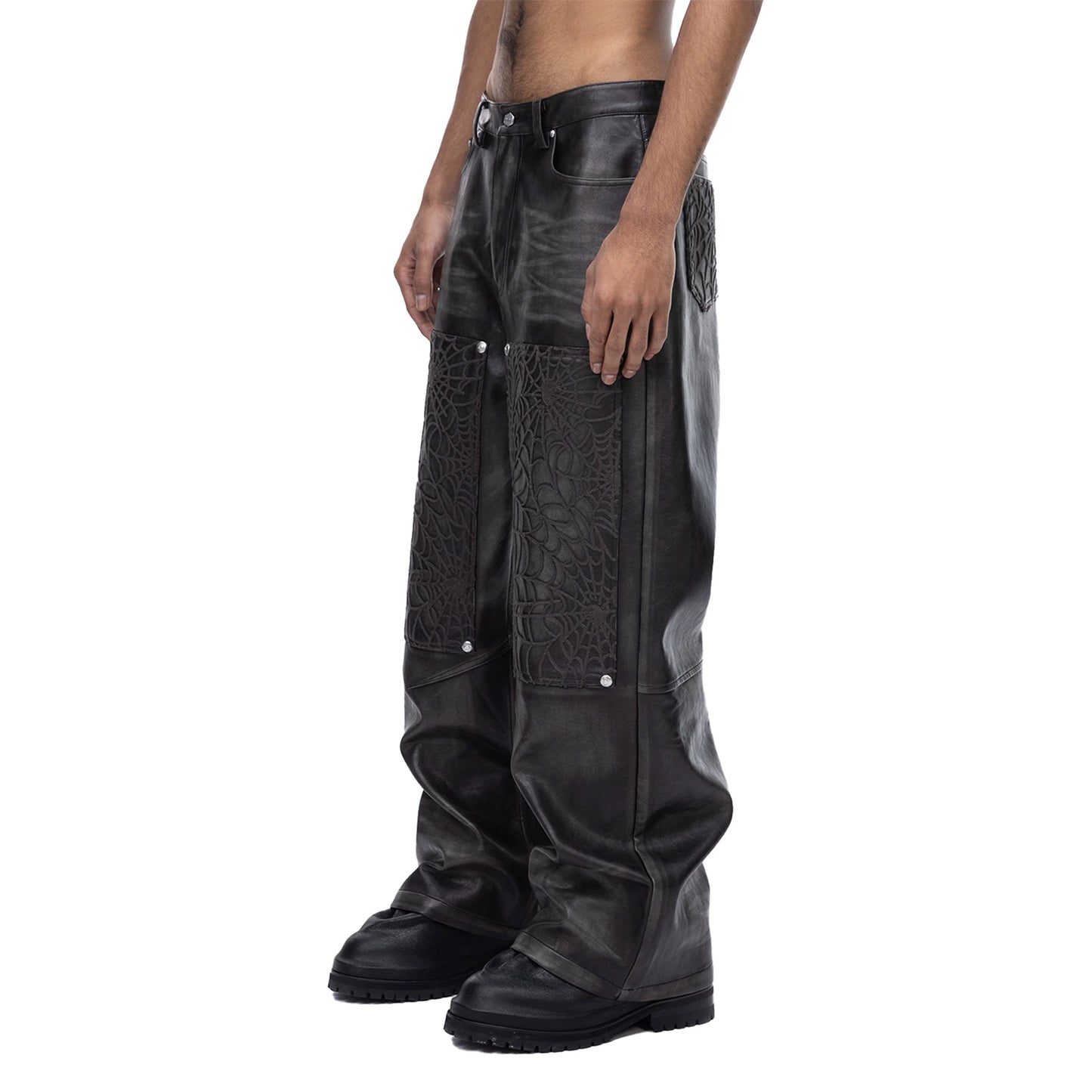 COBWEB LEATHER PANTS