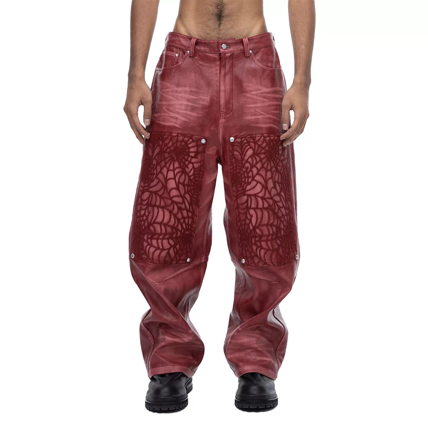 COBWEB LEATHER PANTS