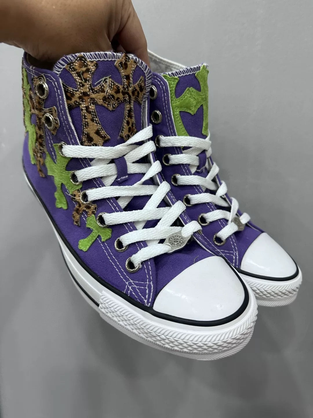 Chrome hearts purple leopard cross chucks - Private property 