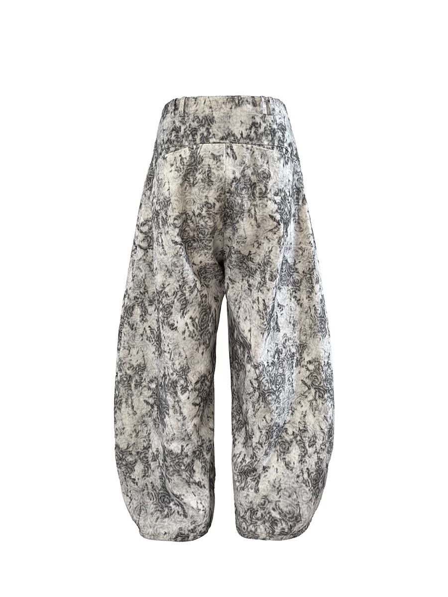 Abstract Floral Wide-Leg Pants