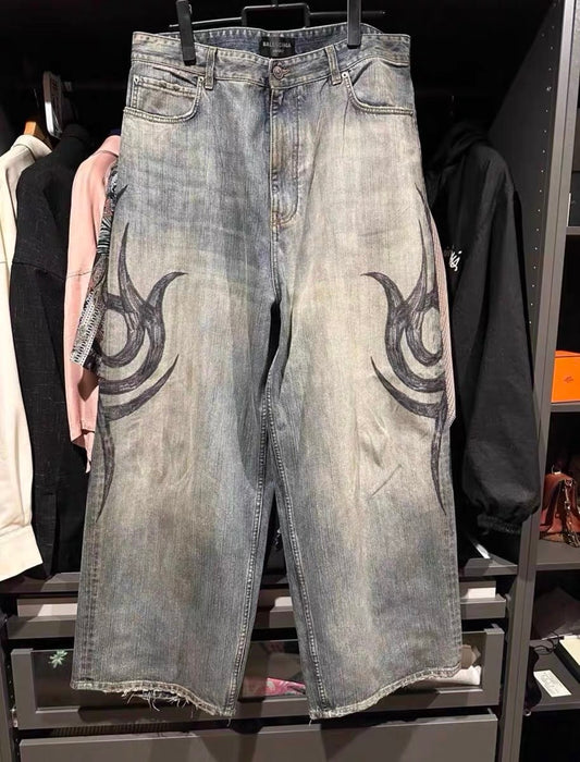Baleciaga baggy graffiti denim - Private property 