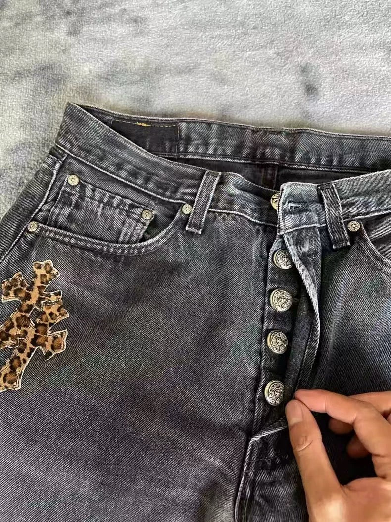 Chrome hearts leopard cross patch denim - Private property 