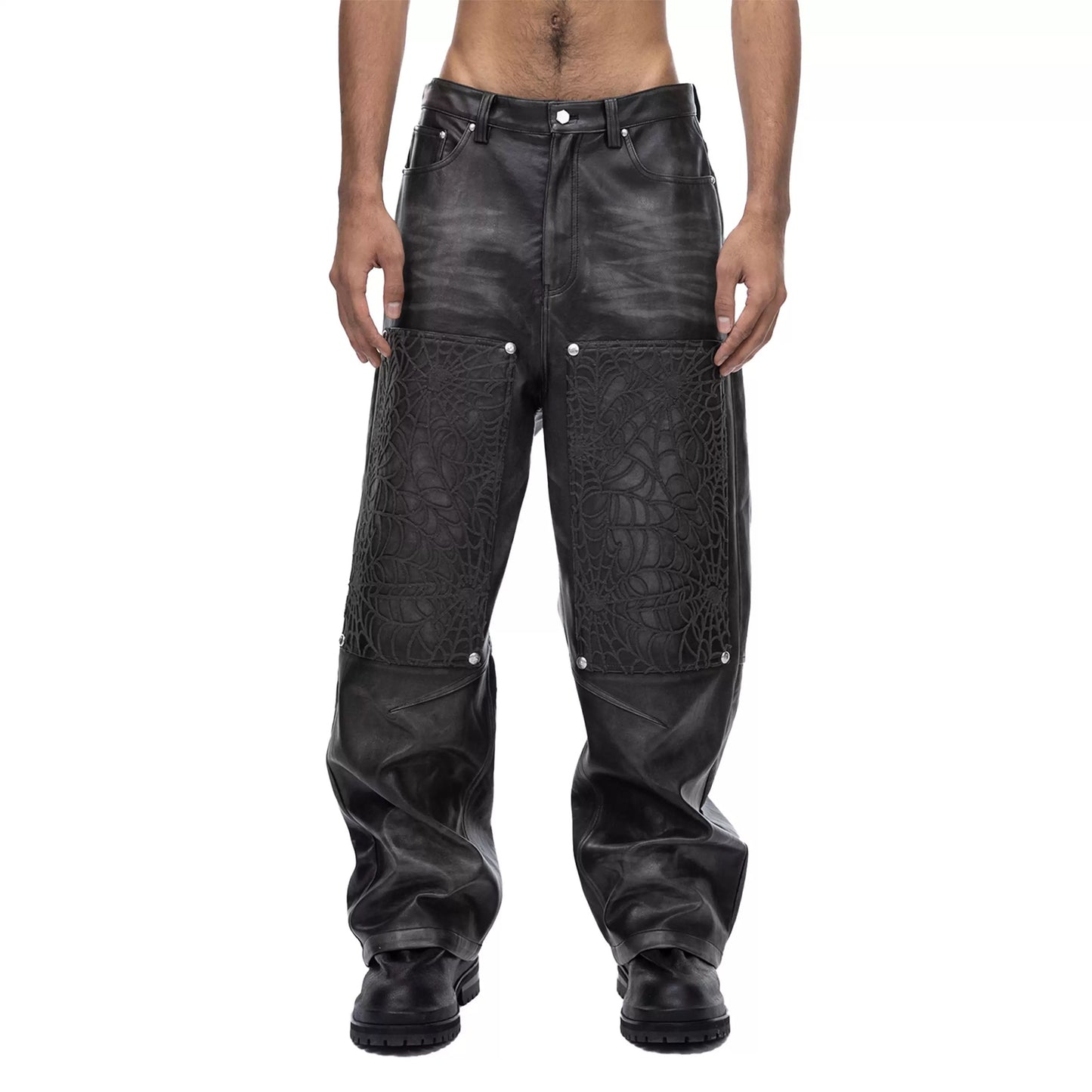 COBWEB LEATHER PANTS