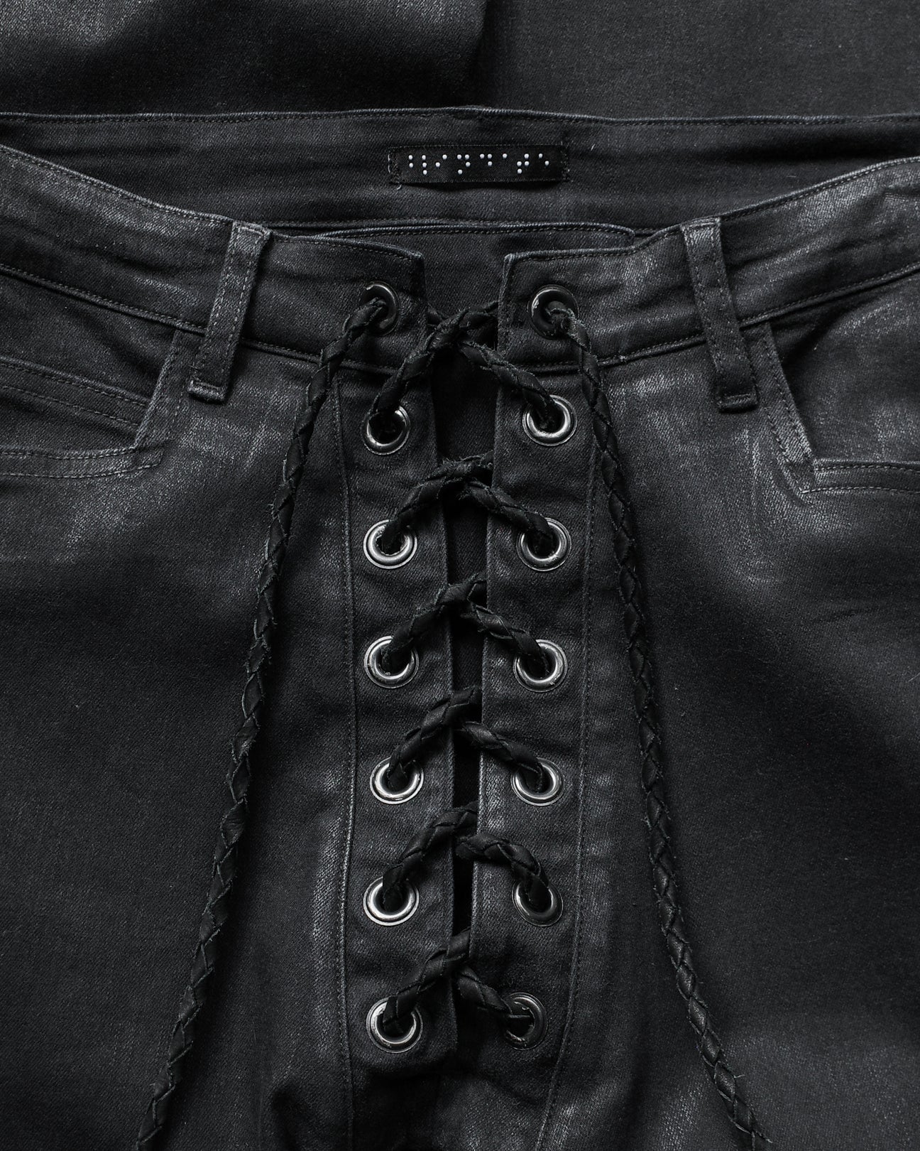 Archive black WAXED LACE UP DENIM - Private property 