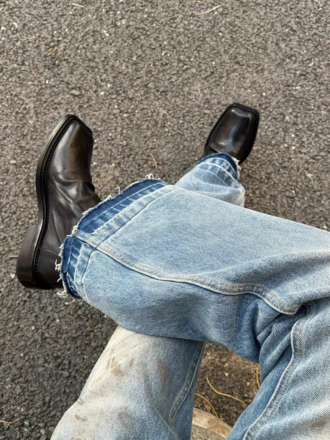 Black Leather Marlow Crease Boot - Private property 