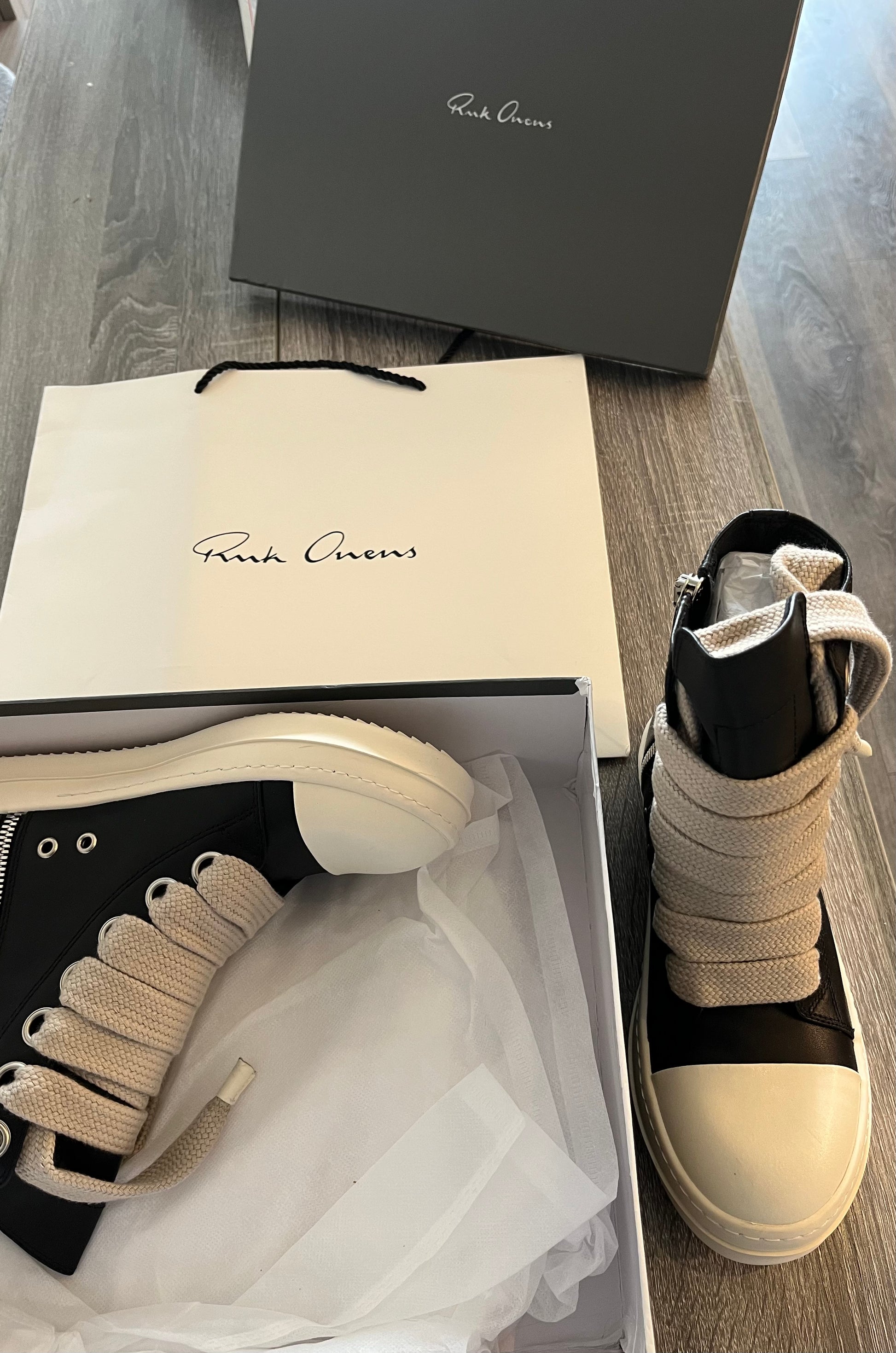 Rick Owens ramones high tops jumbo laces (black) - Private property 