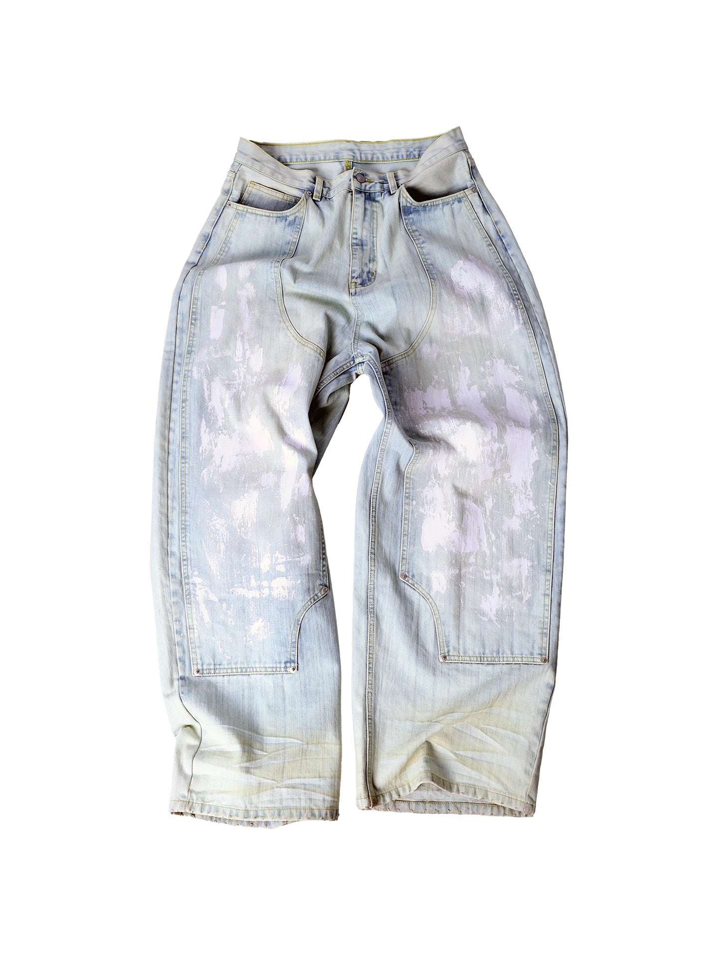 Archival Denim – Light Wash with Distressed Paint Finish - Private property 