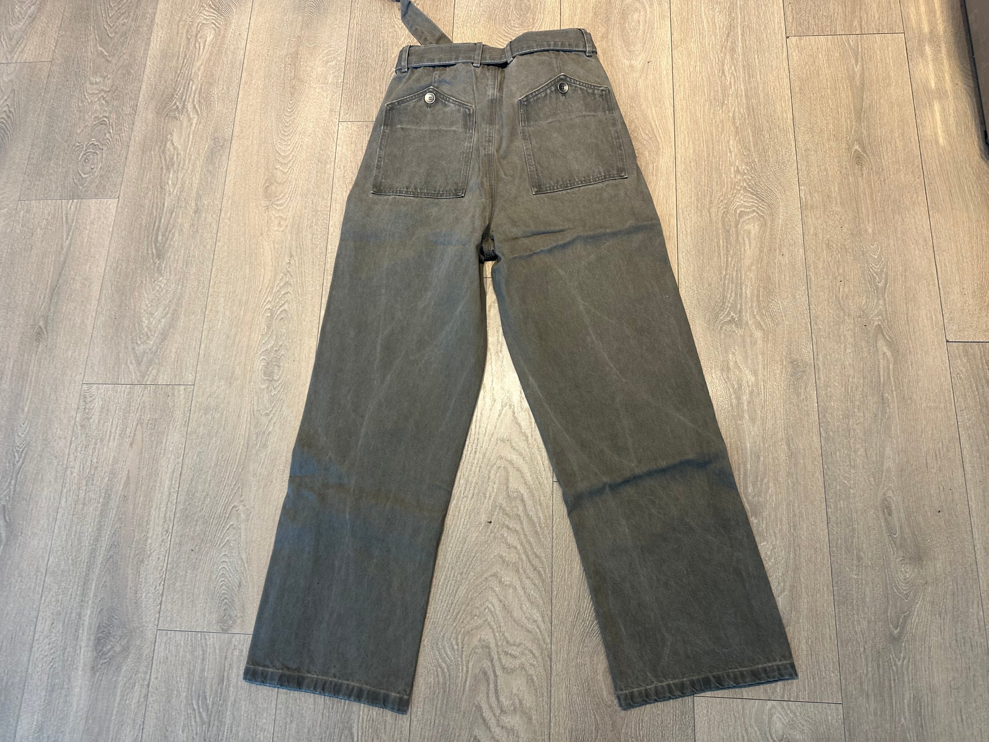 Vintage Buttoned High Waist Pants Olive washed denim - Private property 