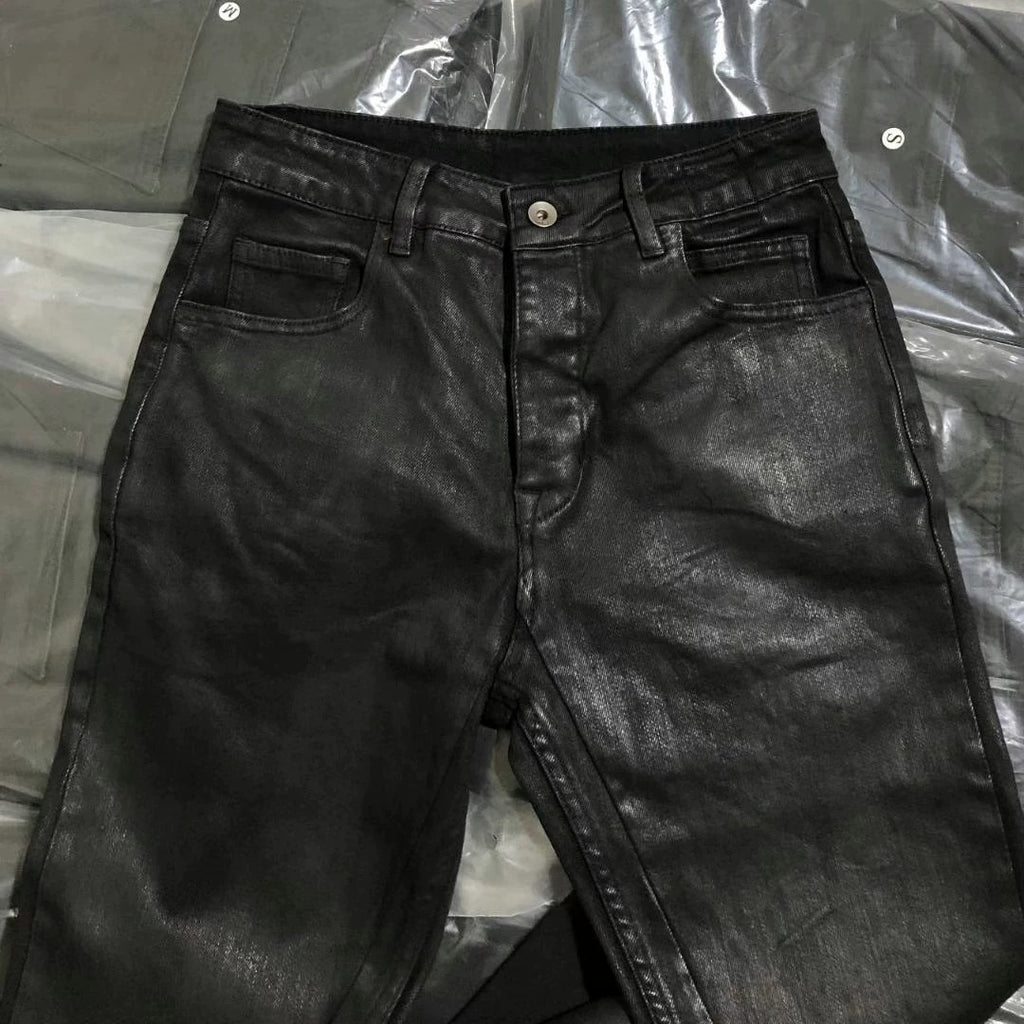 Rick Owens DRKSHDW Waxed flared denim - Private property 