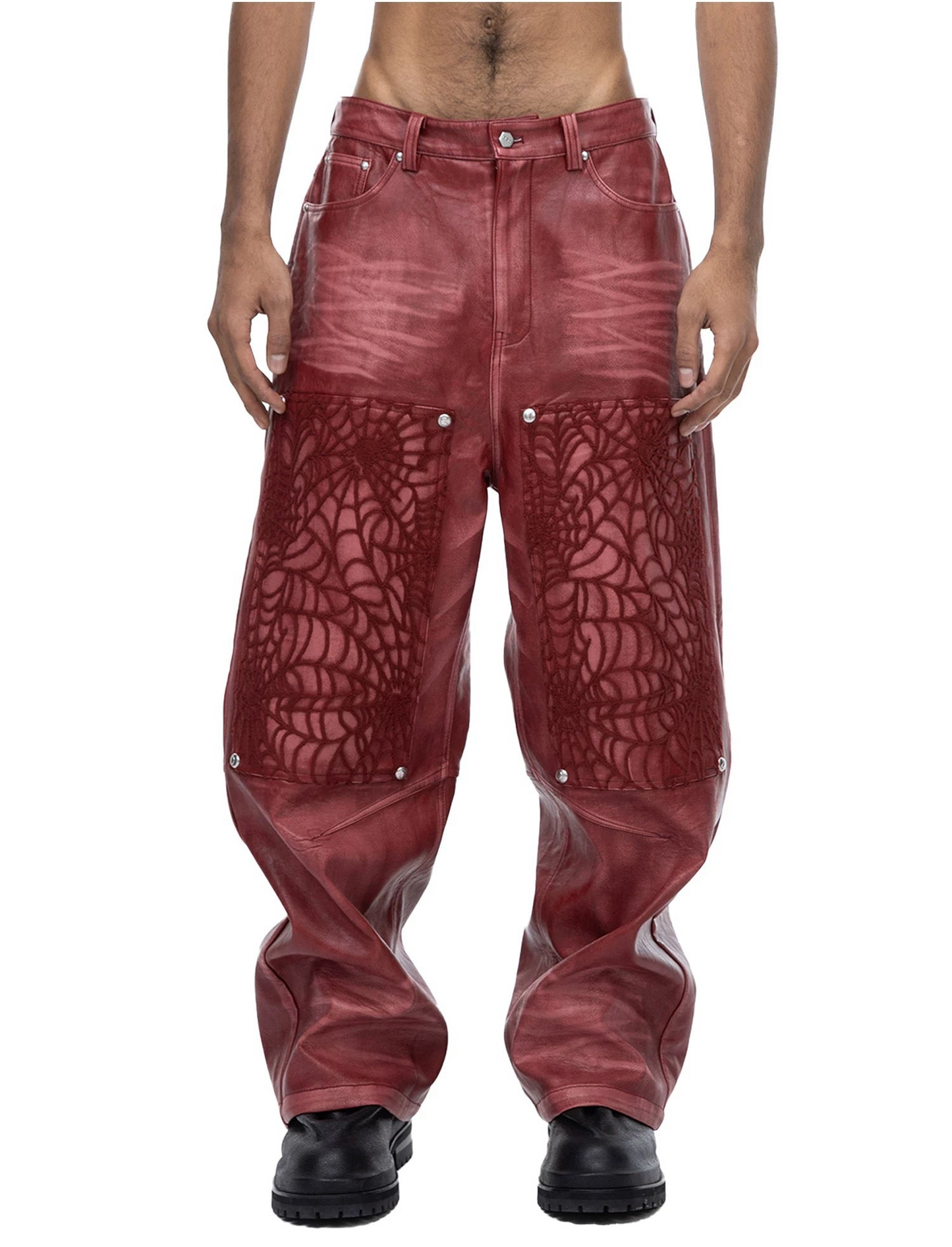 COBWEB LEATHER PANTS