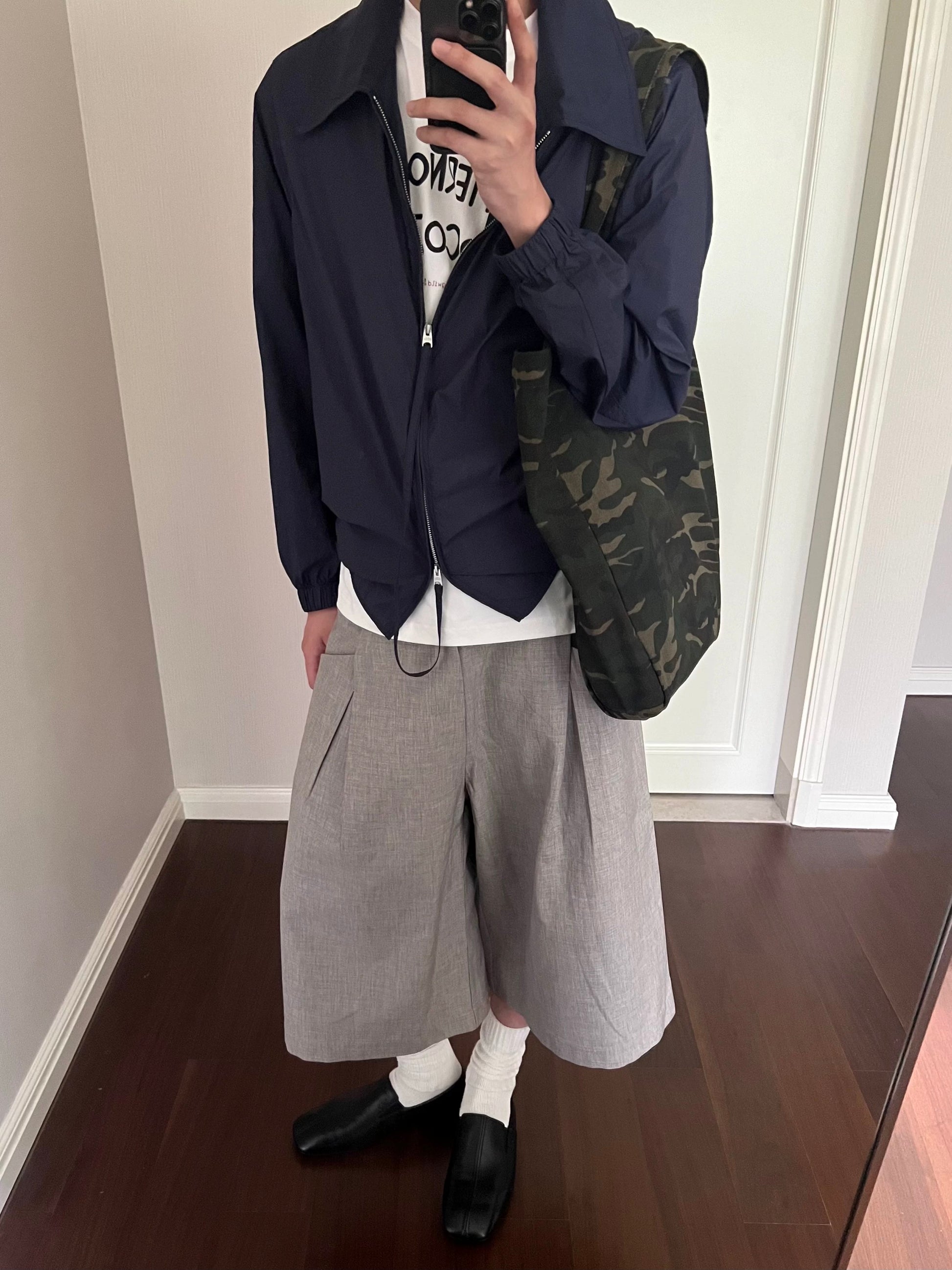 Modern Tailored Wide-Leg Shorts Grey - Private property 