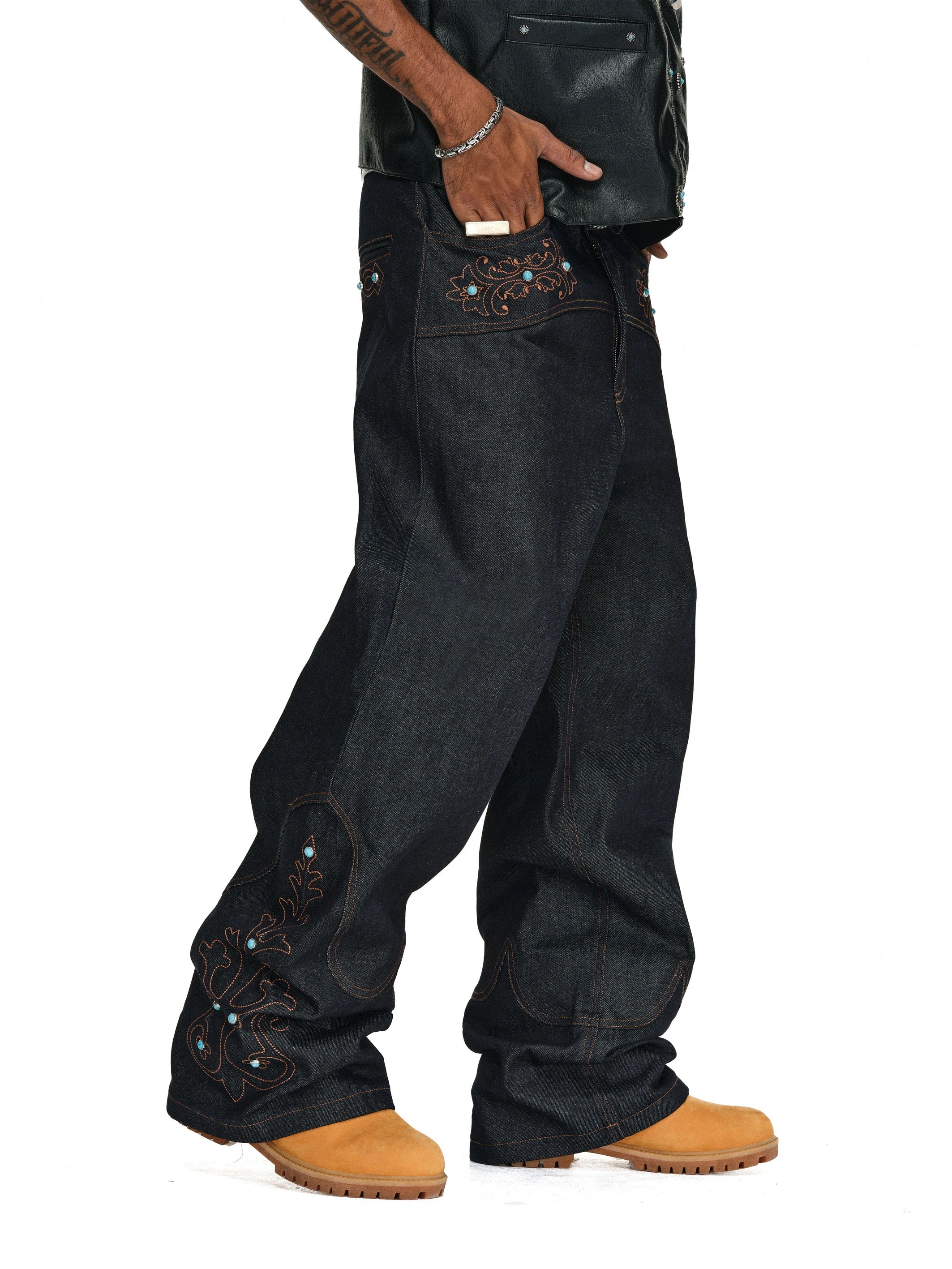 Archive Wide-Leg Black Denim Jeans - Private property 