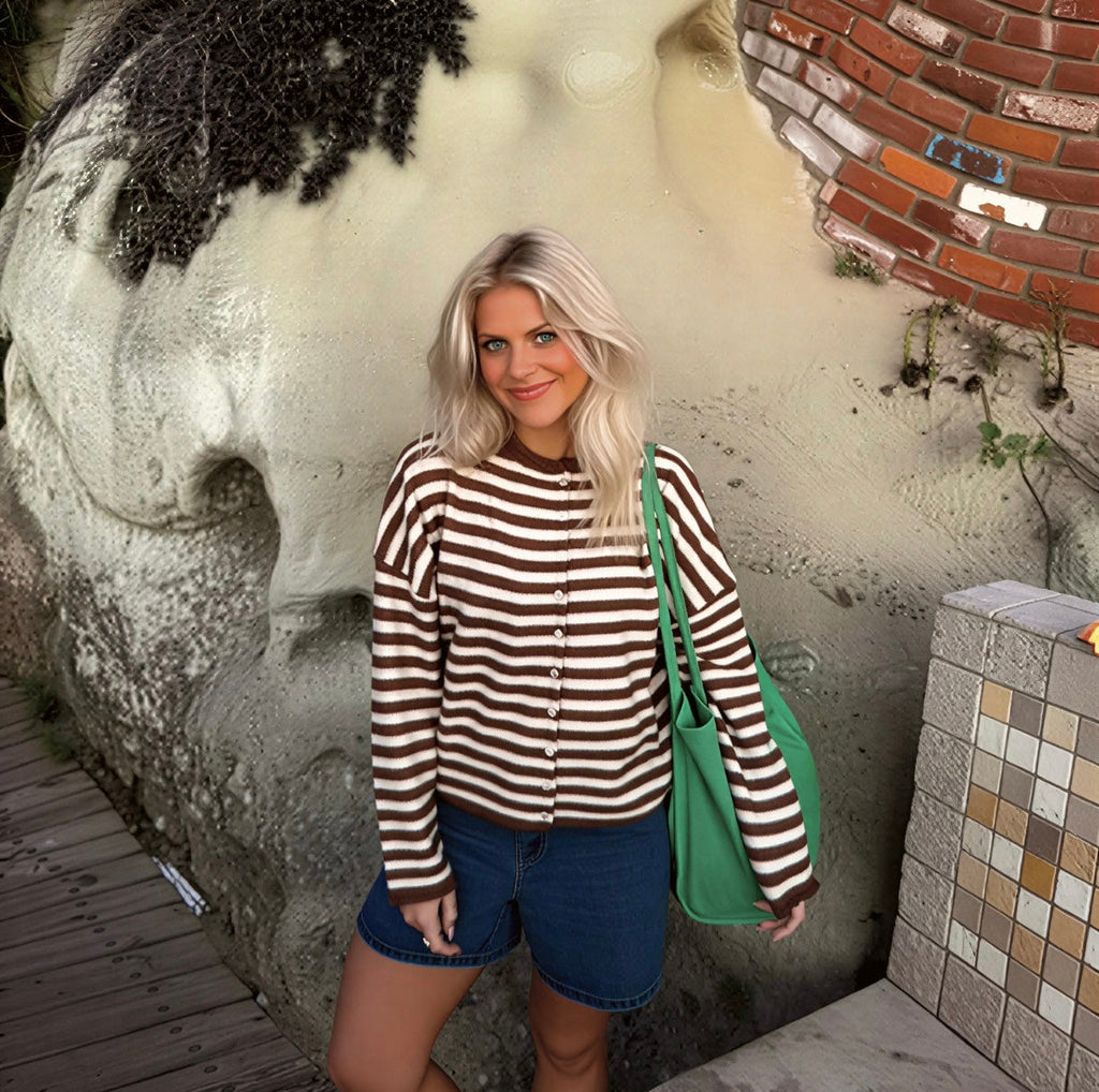 Chic Cozy Stripe Cardigan - Private property 