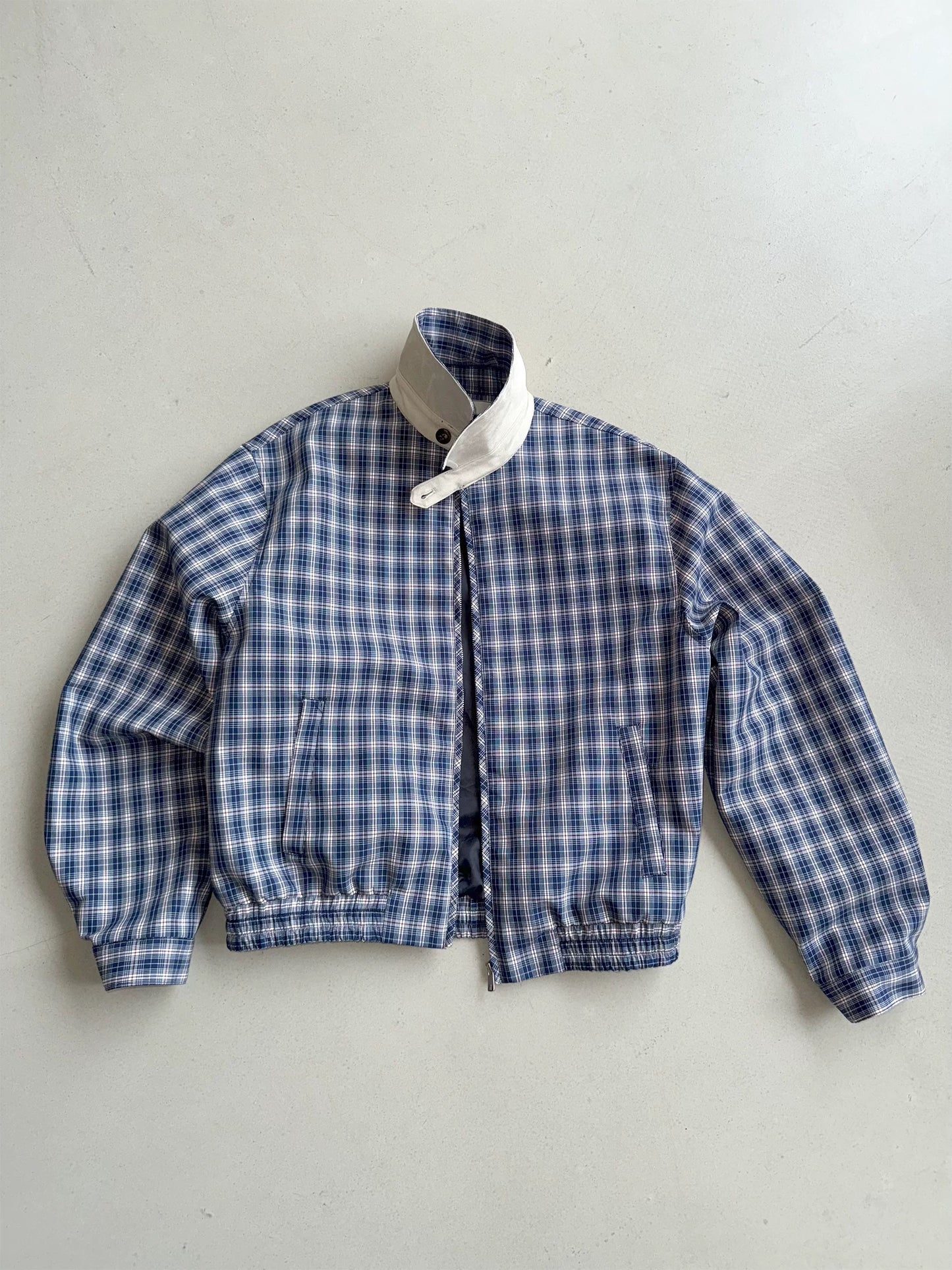 Blue Plaid Zip Jacket – Unisex Casual Outerwear
