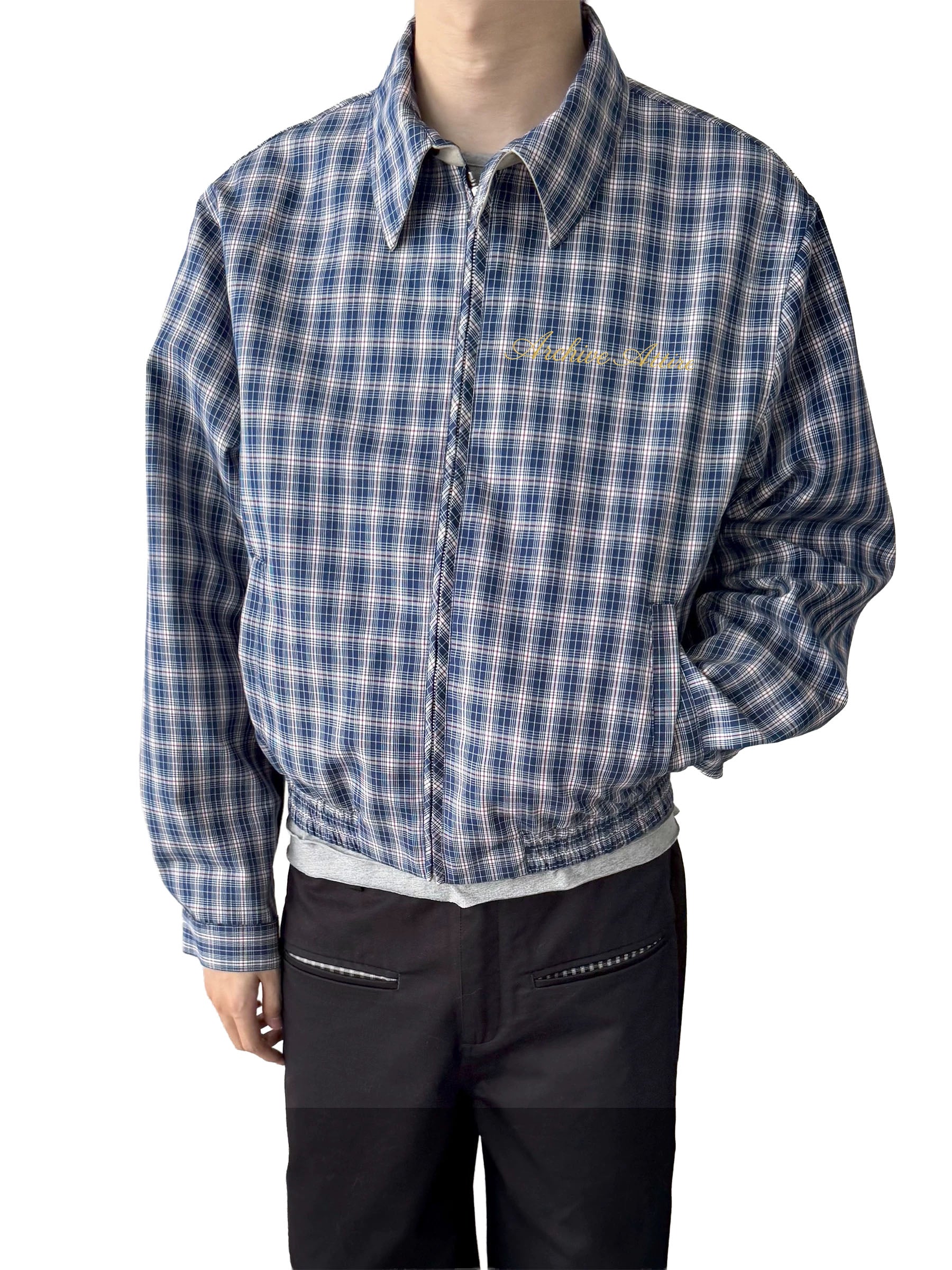 Blue Plaid Zip Jacket – Unisex Casual Outerwear - Private property 