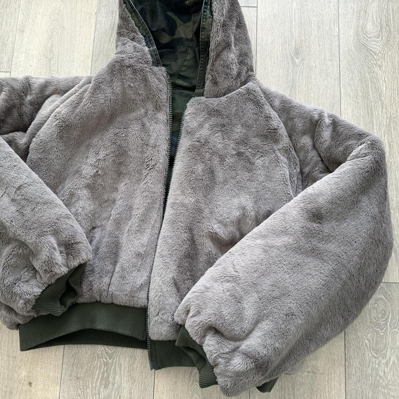 Camo fur puffer