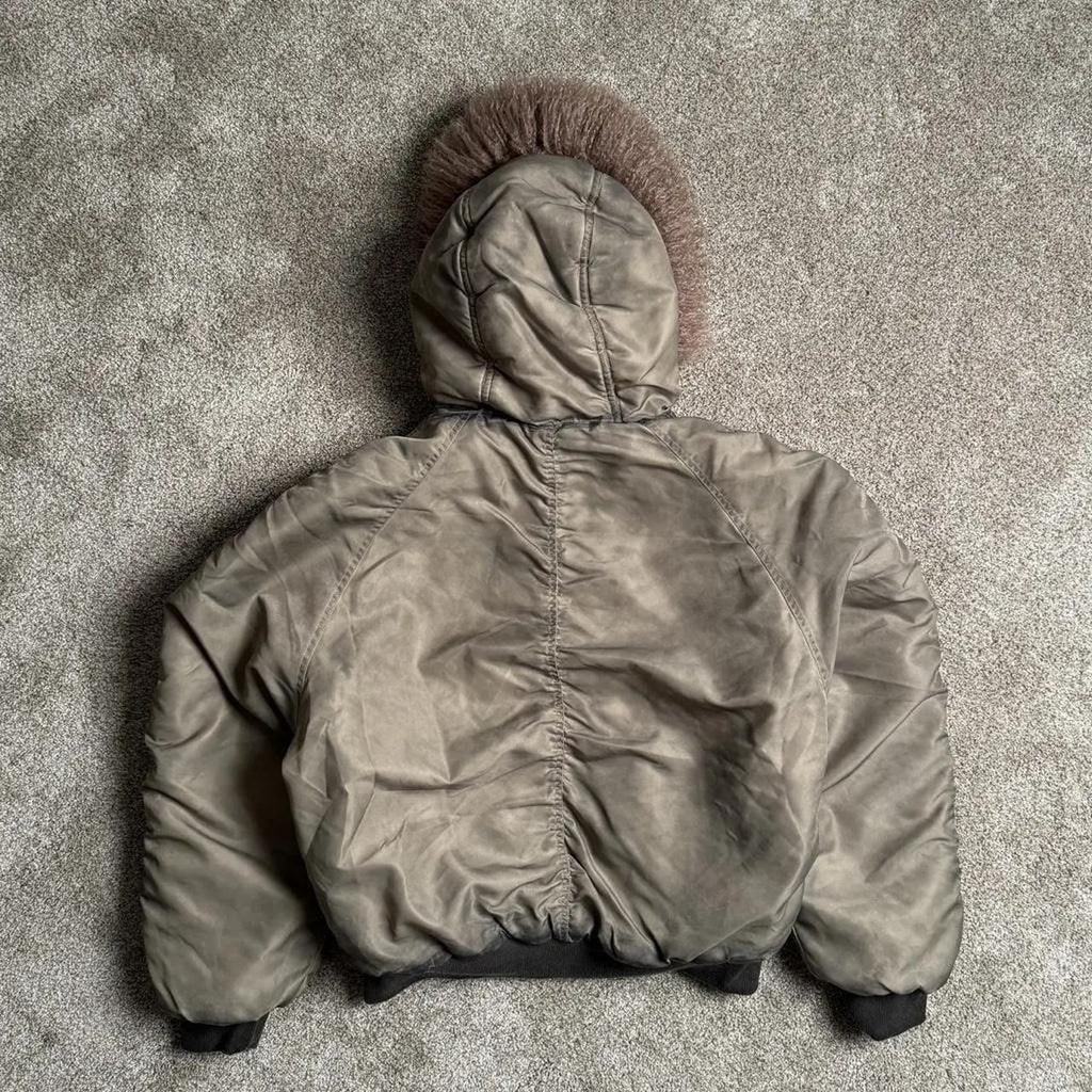 brown khaki fur puffer Coats