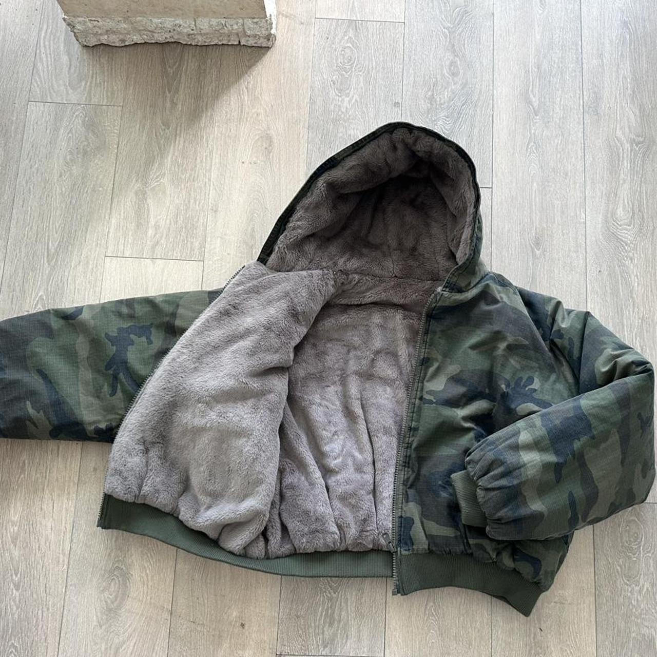 Camo fur puffer