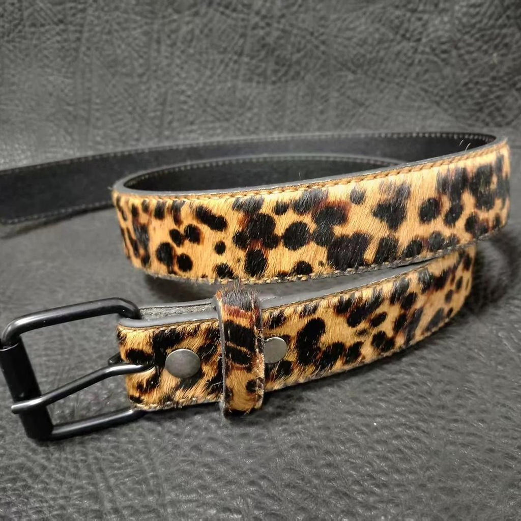 faux fur leopard print belt