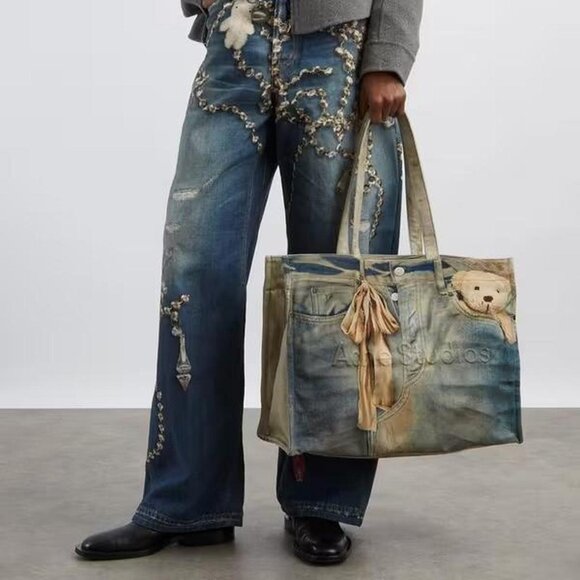 Ac Studios blue denim tote bag - Private property 