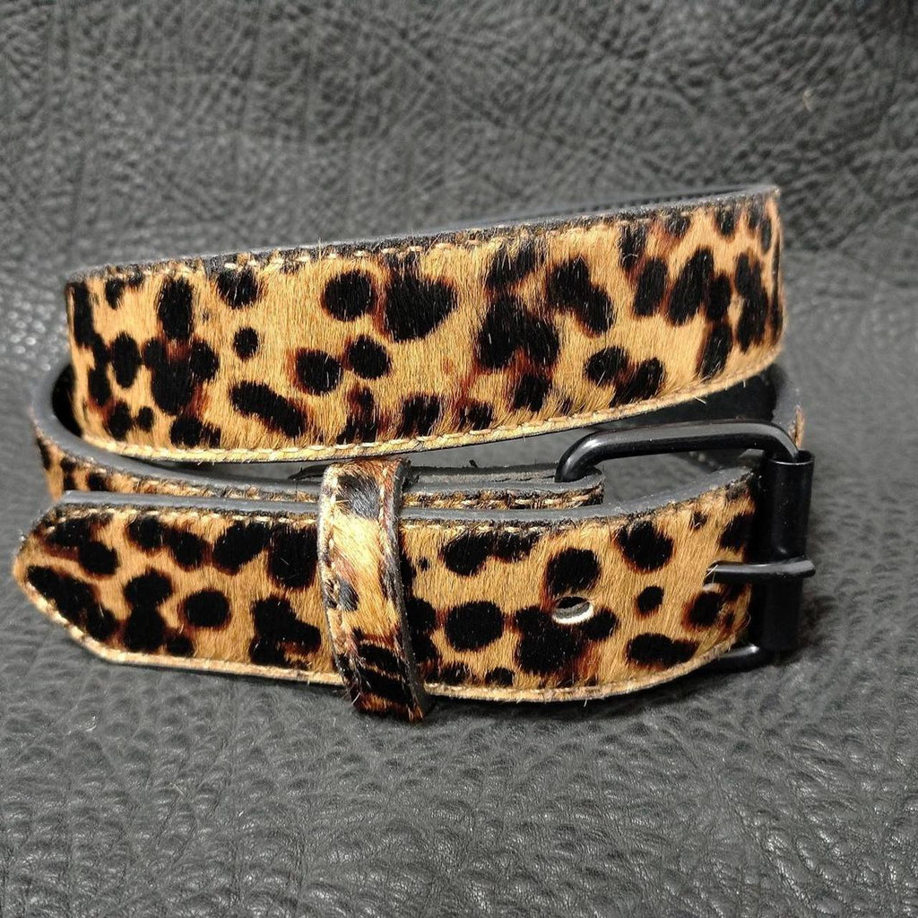 faux fur leopard print belt